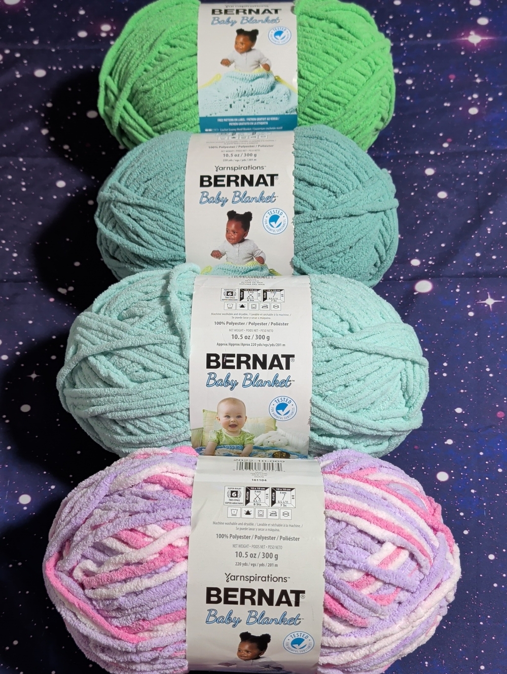 4 Brand New Skeins Bernat Baby Blanket Yarn Multiple Colors Smoke Free